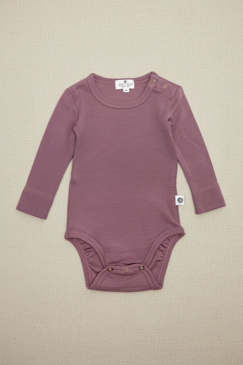 Merino Wool Romper Long Sleeve - Grape Shake