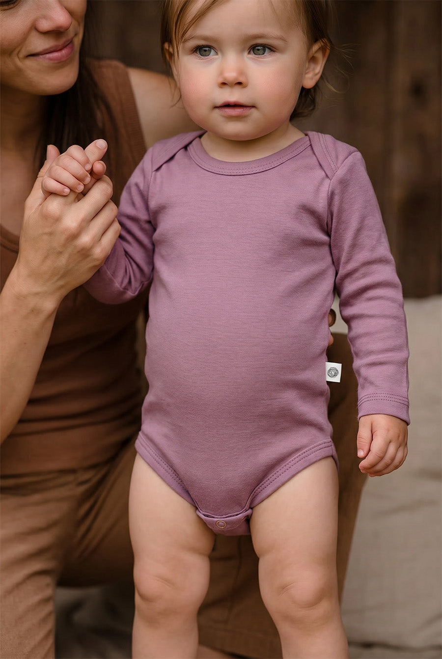 Merino Wool Romper Long Sleeve - Lavender Mist