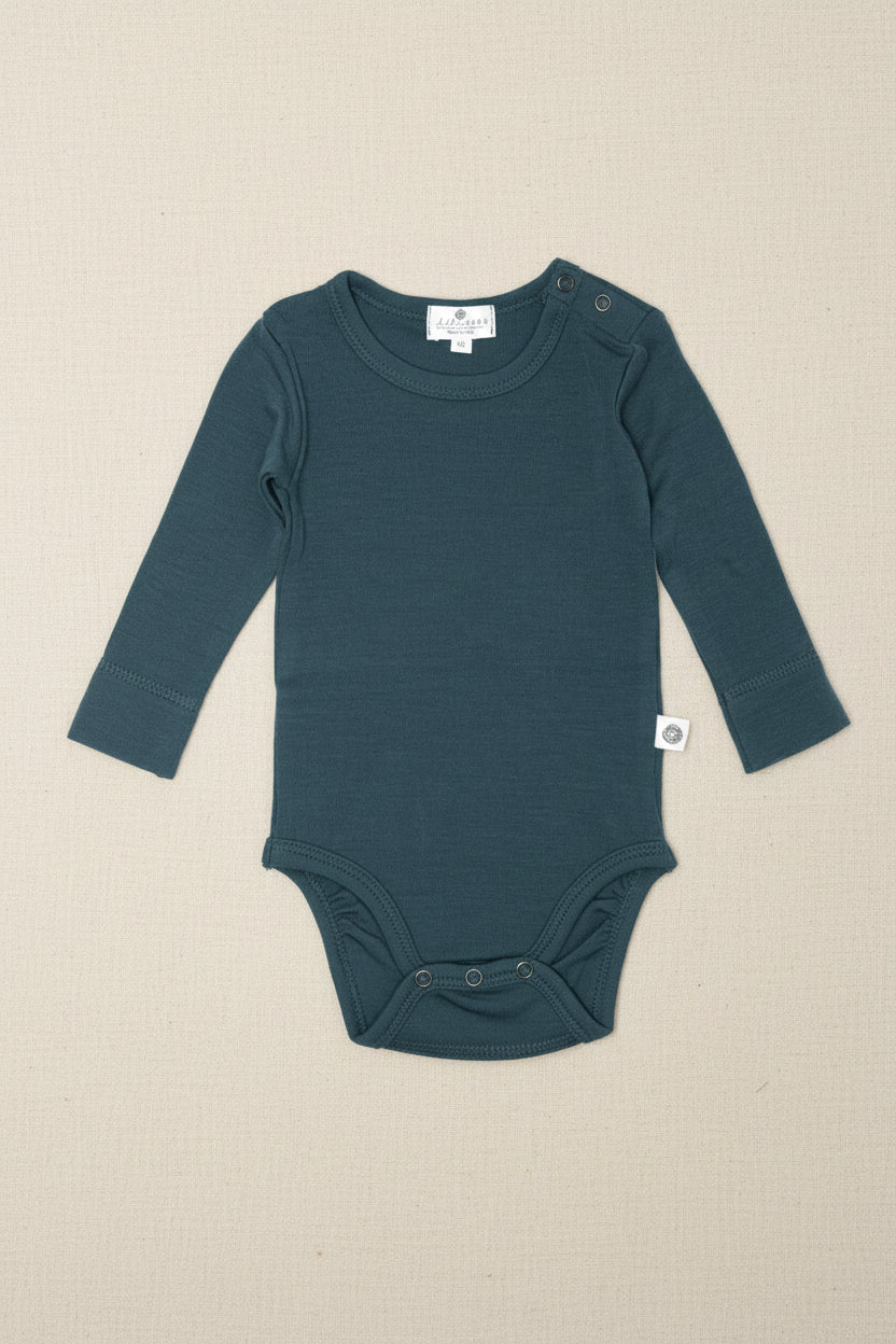 Merino Wool Romper Long Sleeve - Orion Blue
