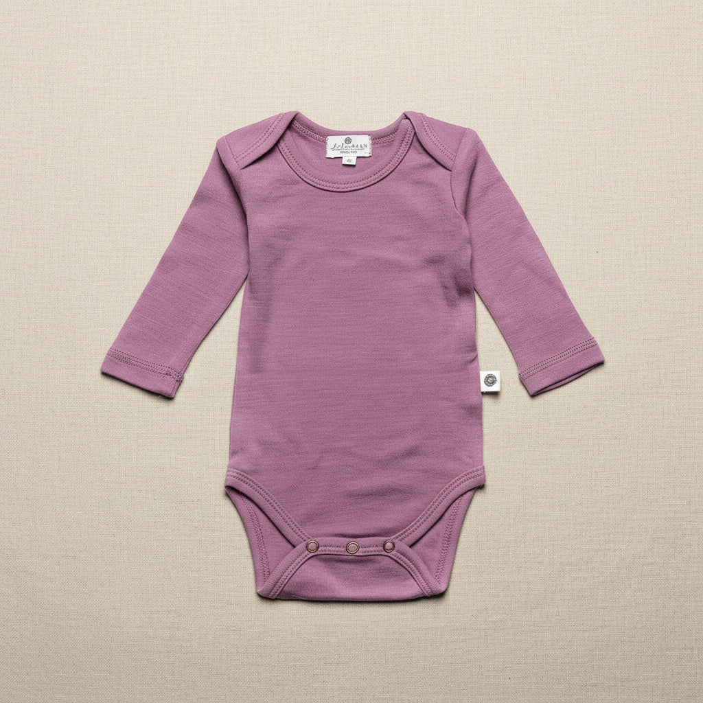 Merino Wool Romper Long Sleeve - Lavender Mist