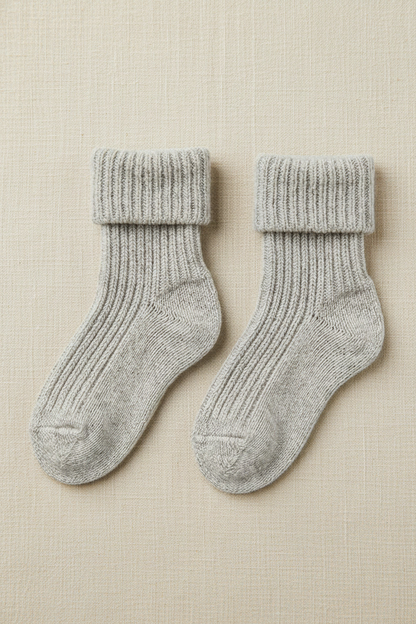 Merino Wool Socks - Beige Gray
