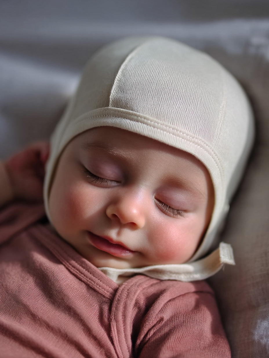 Merino Wool Baby TIe Hat – Natural