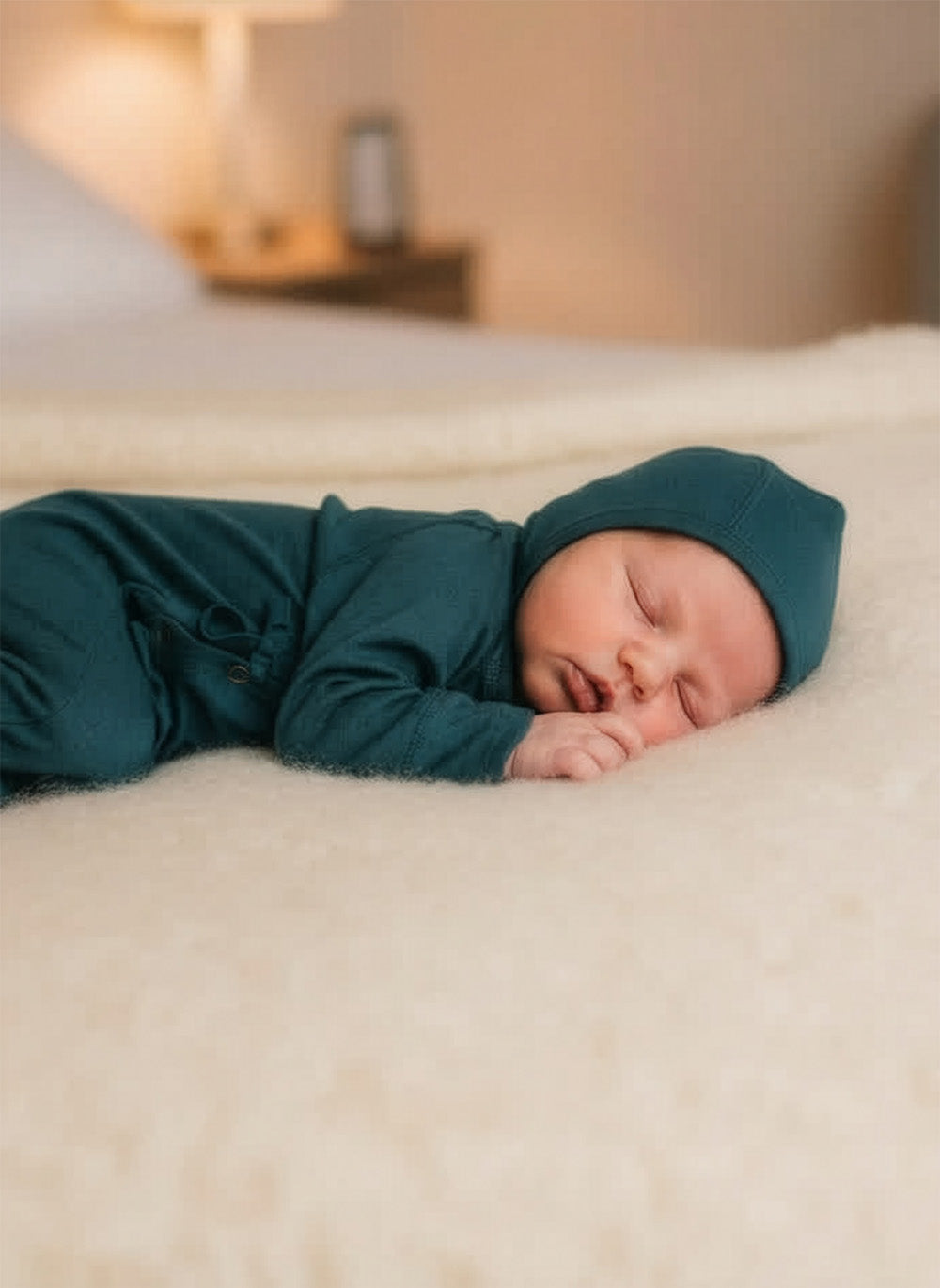 Merino Wool Baby Tie Hat - Orion Blue