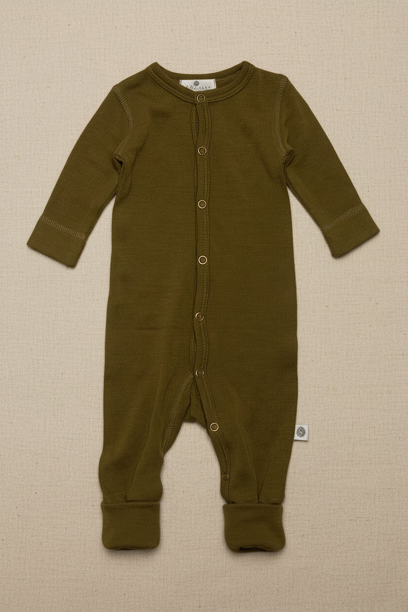 Merino Wool Romper Suit - Fir Green