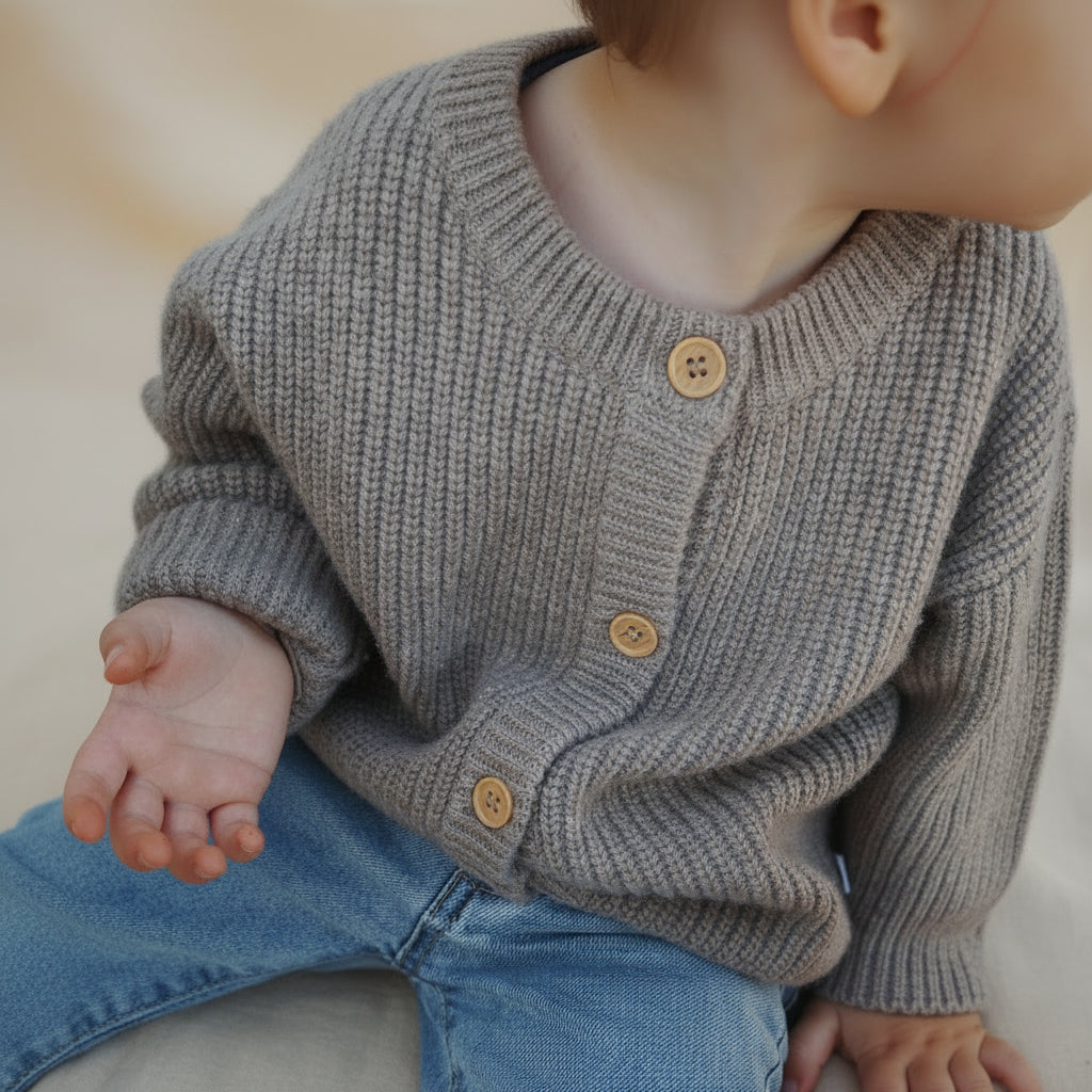 Merino Wool Cardigan - Cobble