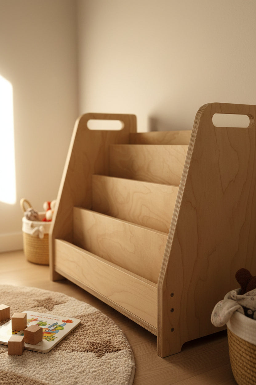 Montessori Wooden Front Facing Book Display For Kids