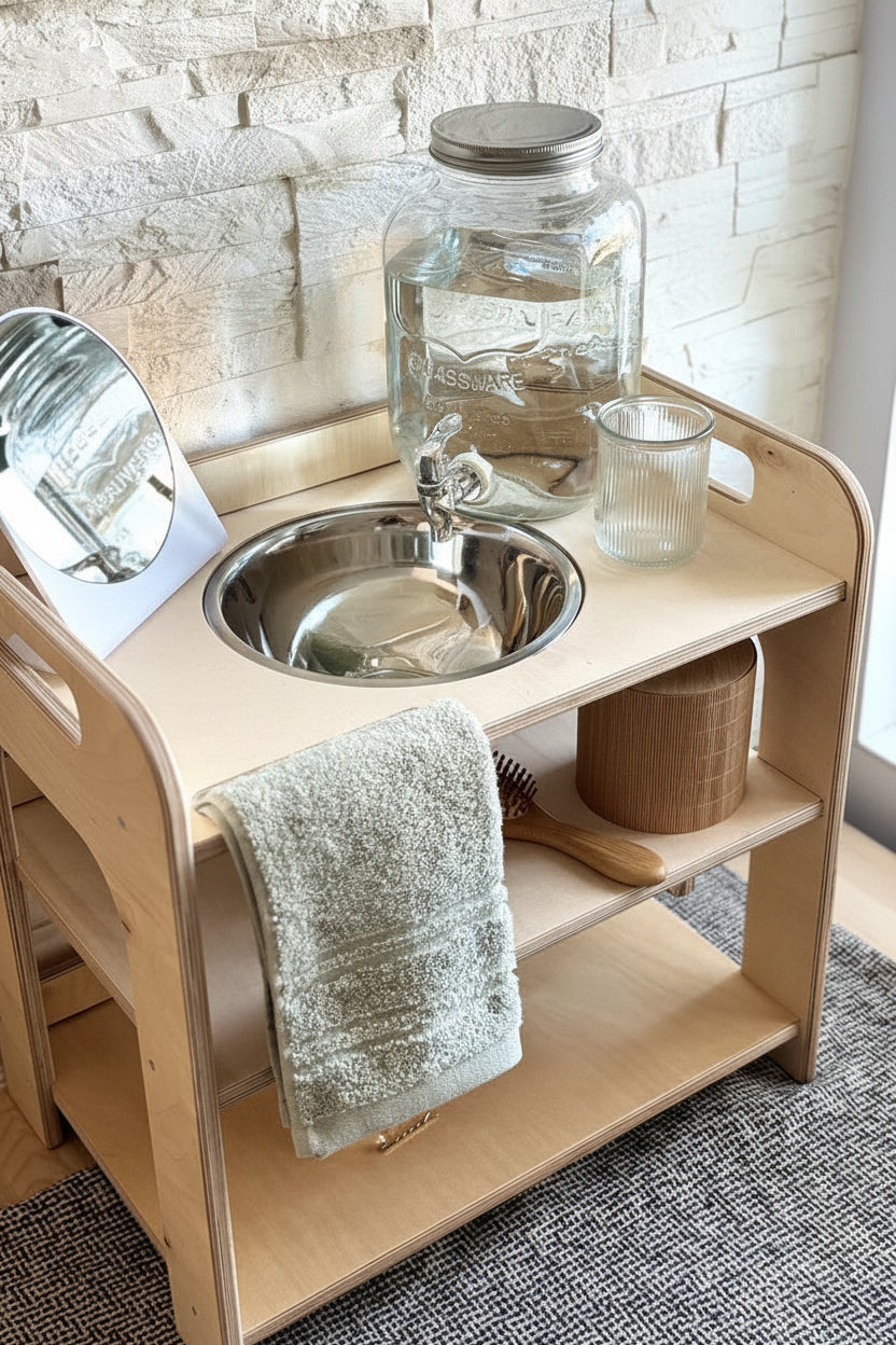 Montessori Wash Station with Lid - Small Single