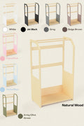 Montessori Wooden Clothes Drying Rack with Green Storage