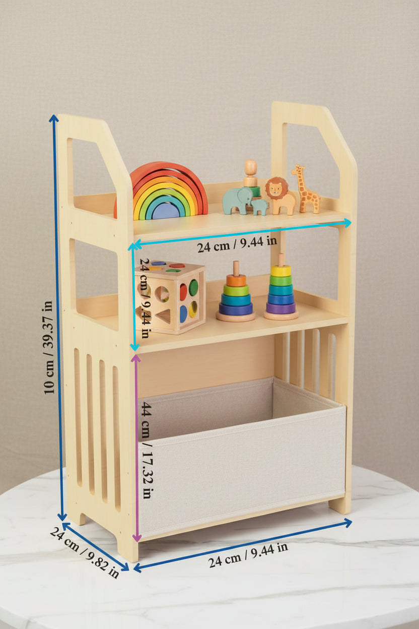 Montessori Wooden Shelf – Kids Storage Organizer