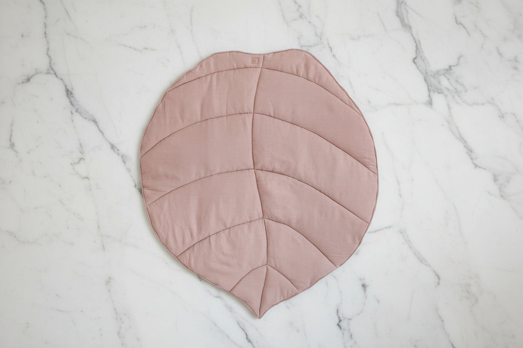 Organic Cotton and Linen Leaf Playmat - Powder Pink