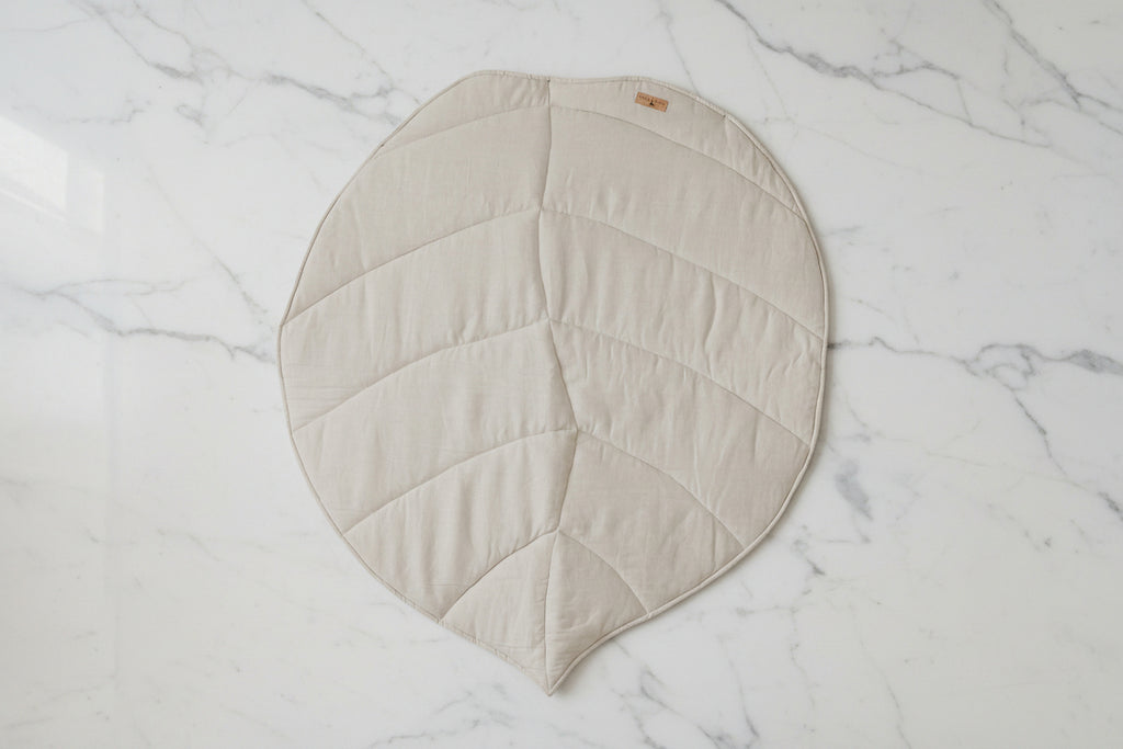 Organic Cotton and Linen Leaf Playmat - Sand
