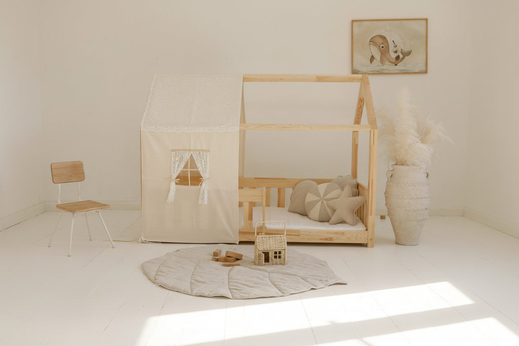 Organic Cotton and Linen Leaf Playmat - Sand