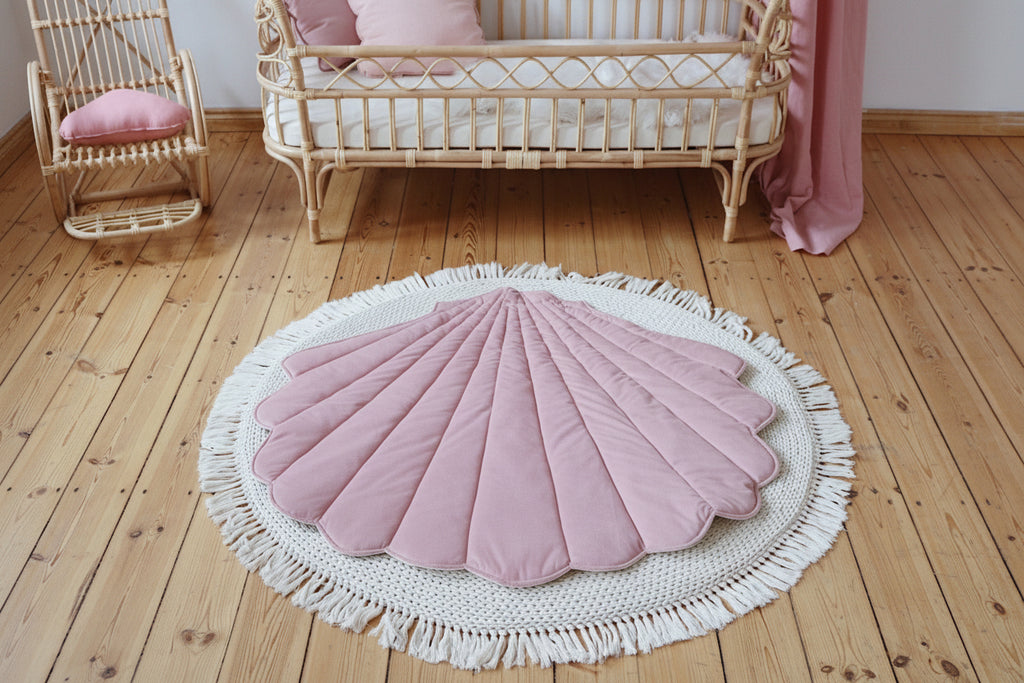 Organic Cotton and Velvet Shell Playmat - Powder Pink