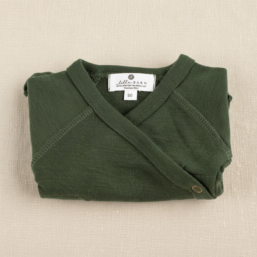 Merino Wool Wrap Romper Short Sleeve - Rifle Green