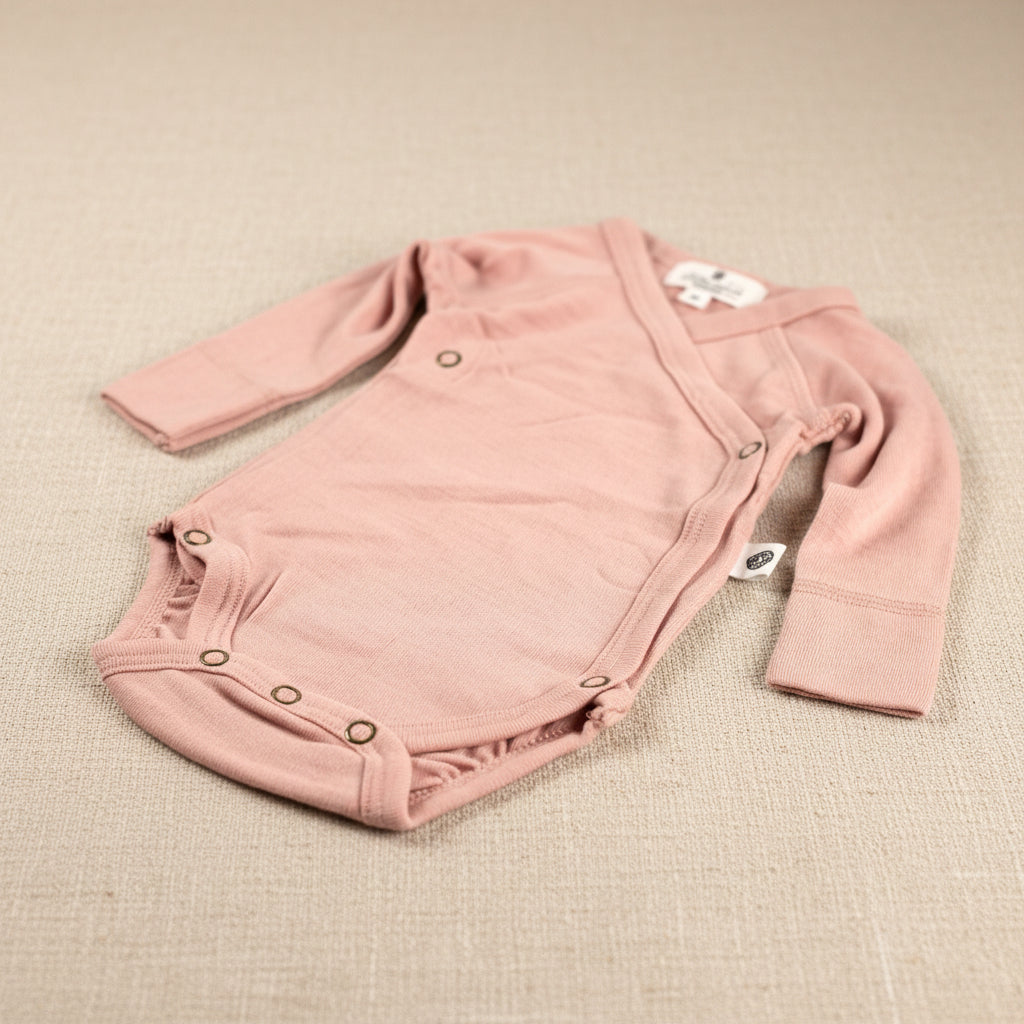 Merino Wool Wrap Romper - Misty Rose