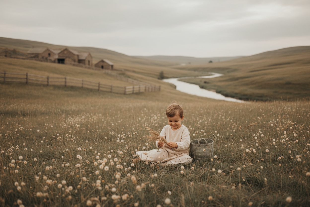 Peaceful Landscape with Child