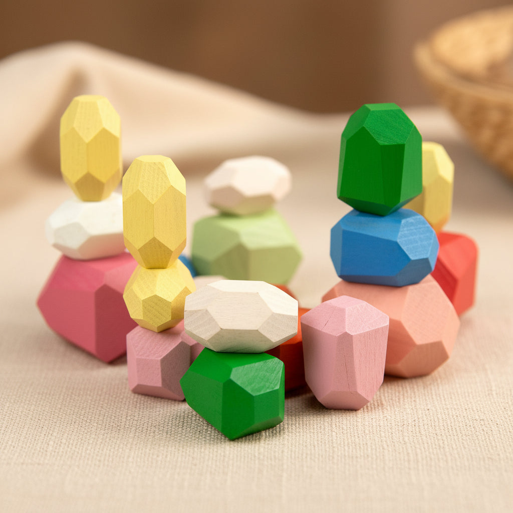 Coloured Wooden Stacking Stones