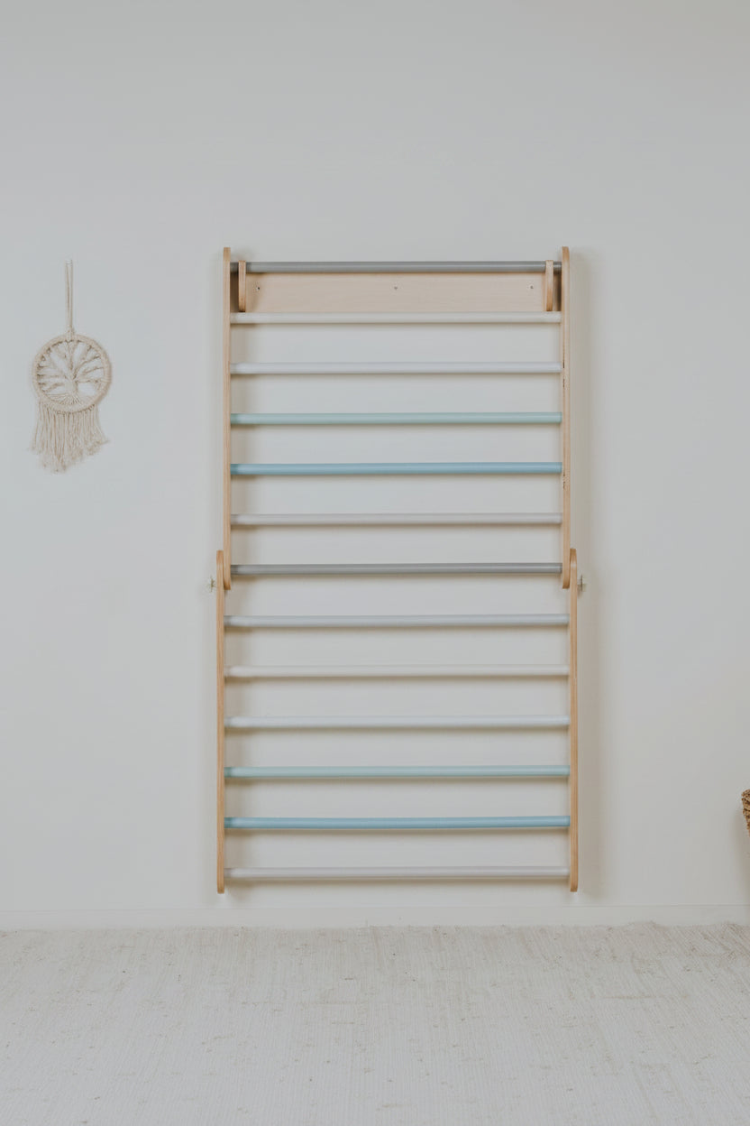 Pikler Triangle Climber with Swedish Wall Add-On (Ages 6m–7y) - Pastel