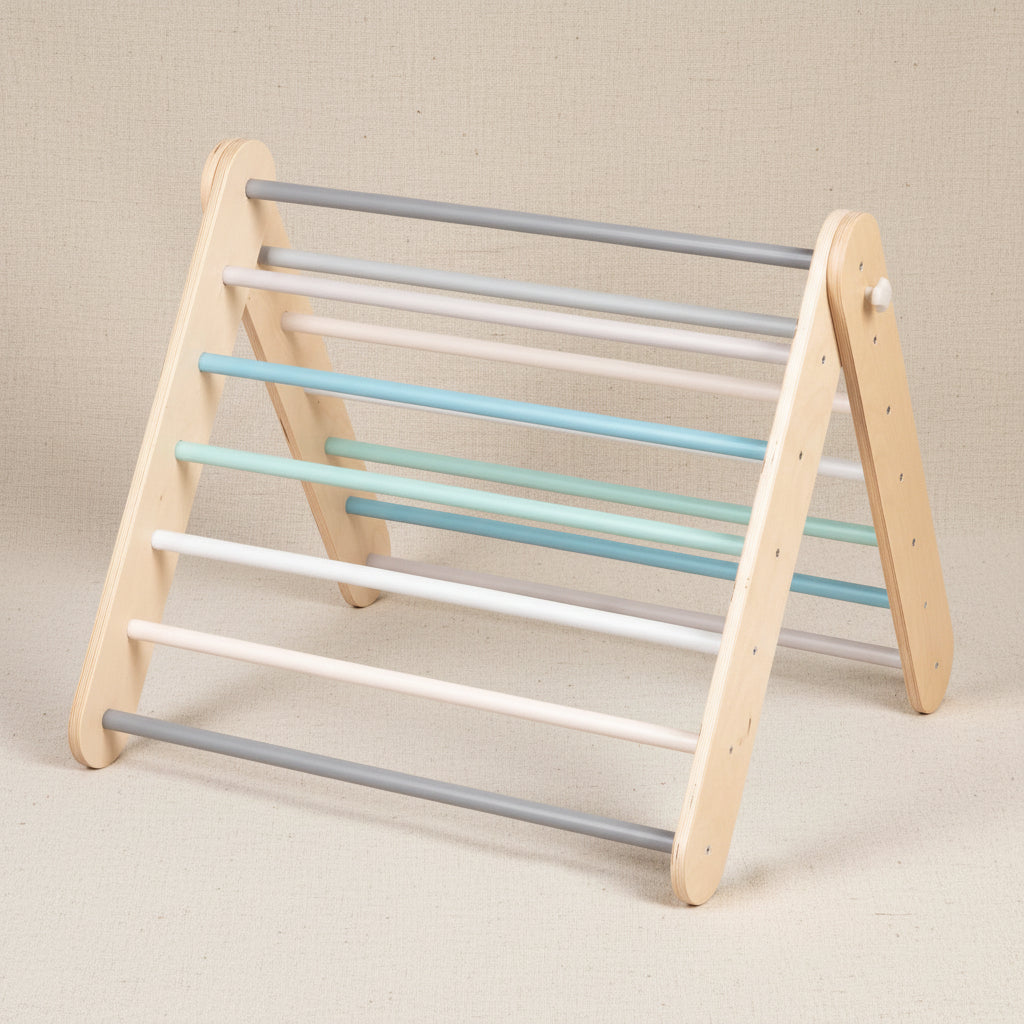 Pikler Triangle Climber with Swedish Wall Add-On (Ages 6m–7y) - Pastel