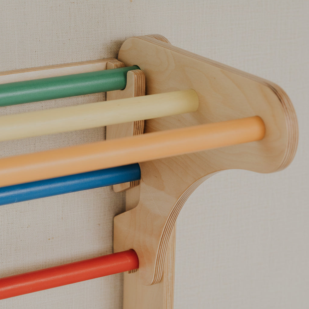 Pikler Triangle Climber with Swedish Wall Add-On (Ages 6m–7y) - Rainbow