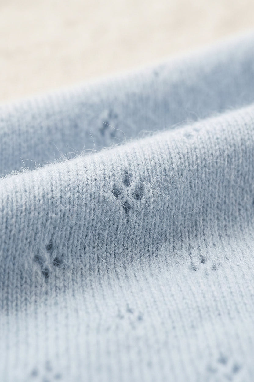 Merino Wool Blanket - Pointelle Knitted - Georgia