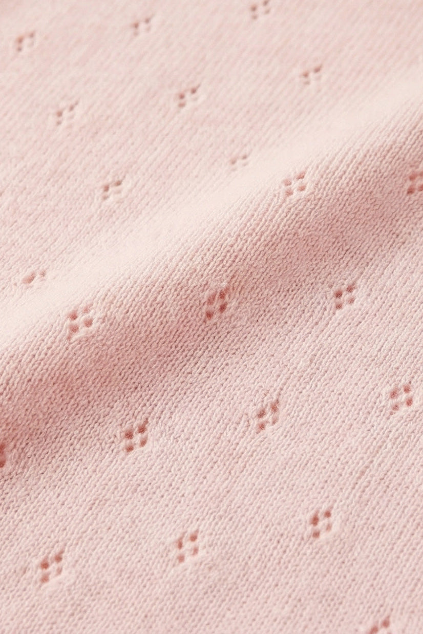 Merino Wool Blanket - Pointelle Knitted - Powder Puff