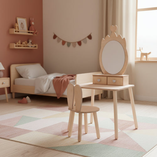 Princess Beauty Table and Chair with Mirror - Crown