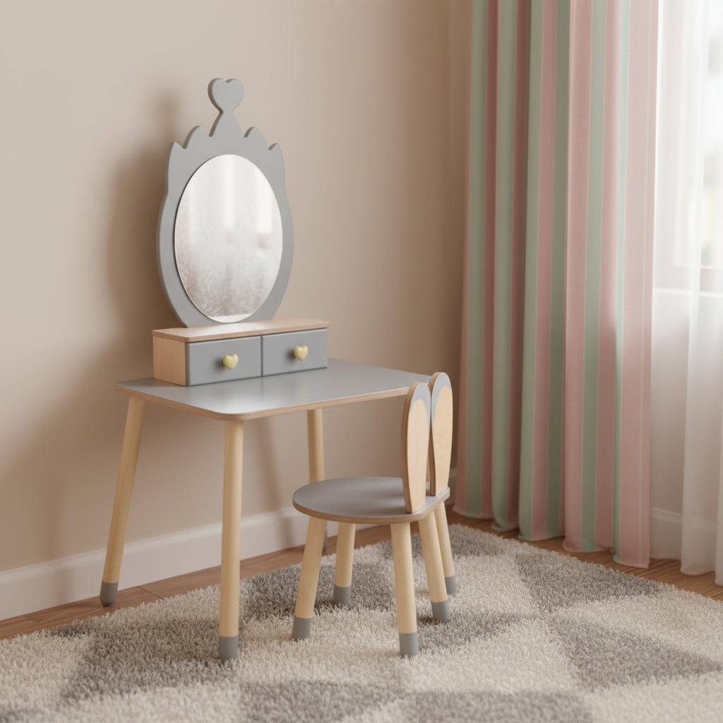 Princess Beauty Table and Chair with Mirror - Crown