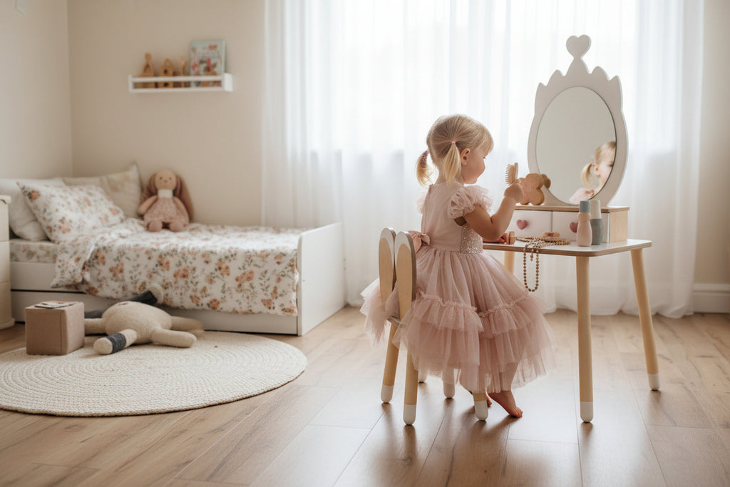Princess Beauty Table and Chair with Mirror - Crown