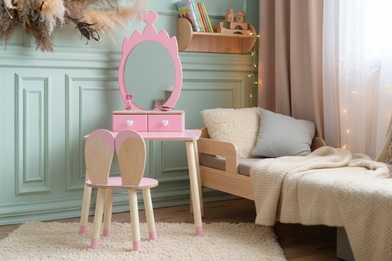 Princess Beauty Table and Chair with Mirror - Crown
