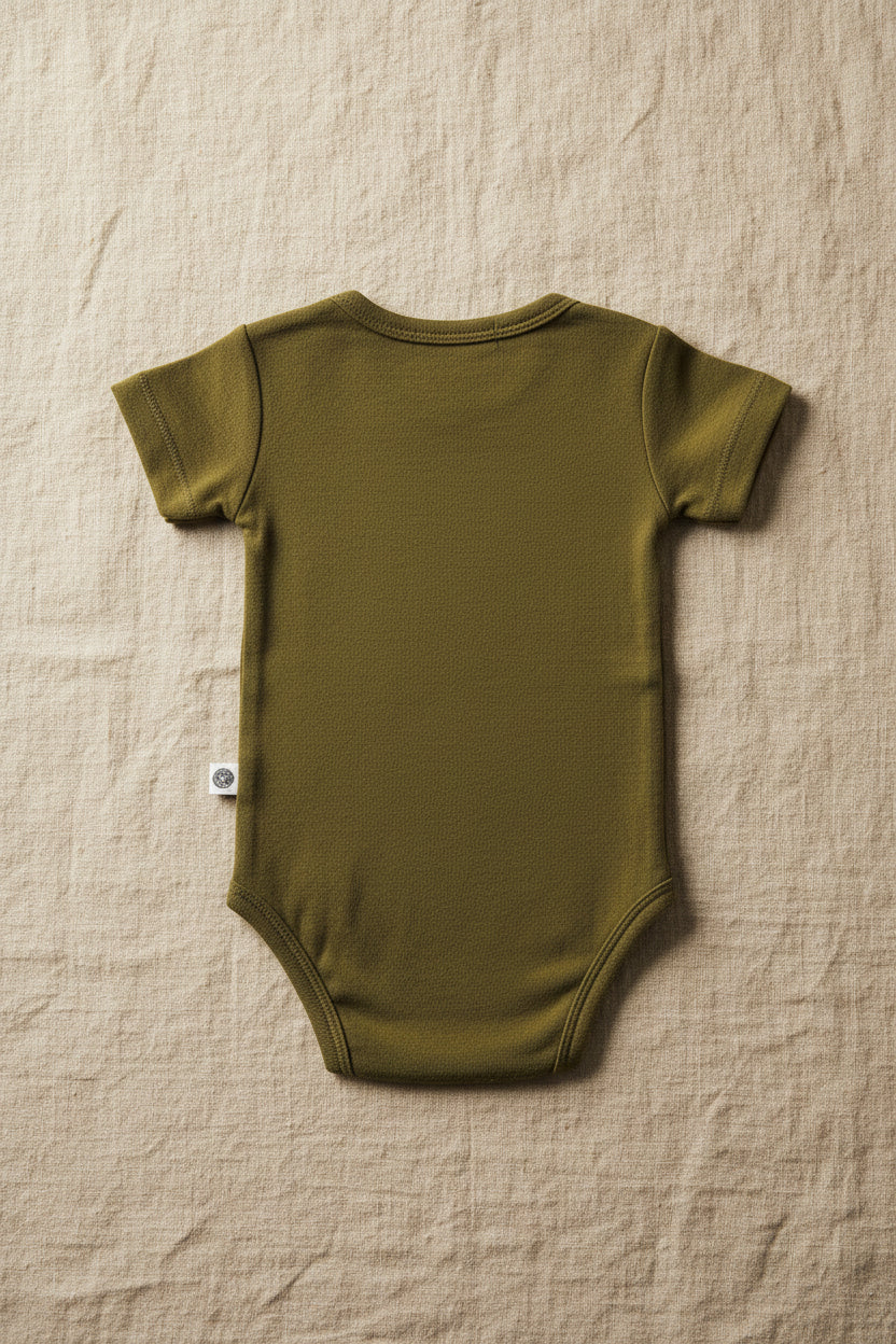 Merino Wool Romper Short Sleeve - Fir Green