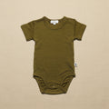 Merino Wool Romper Short Sleeve - Fir Green