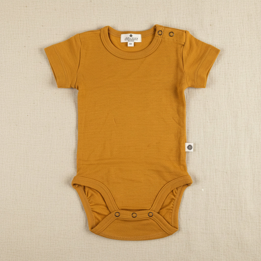 Merino Wool Romper Short Sleeve - Harvest Gold