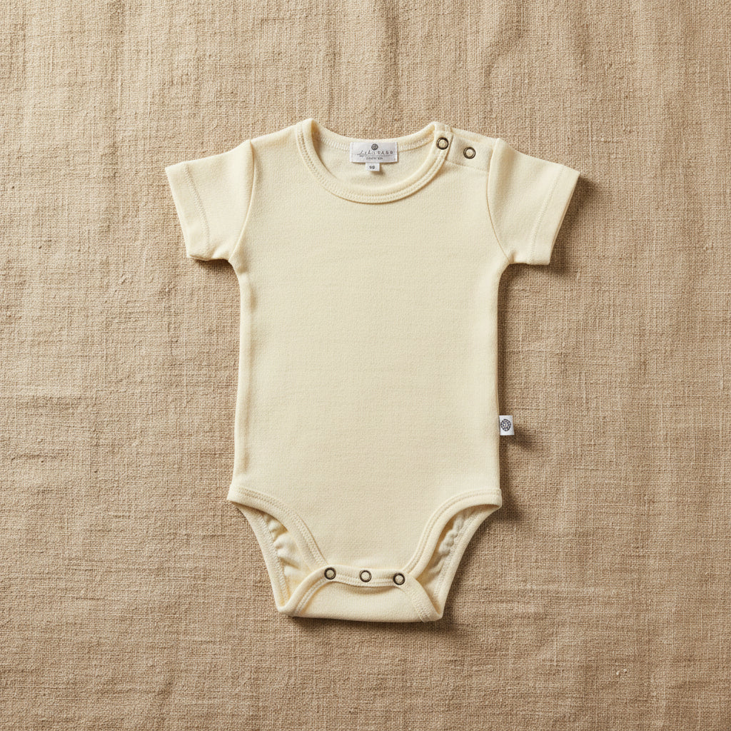 Merino Wool Romper Short Sleeve - Natural