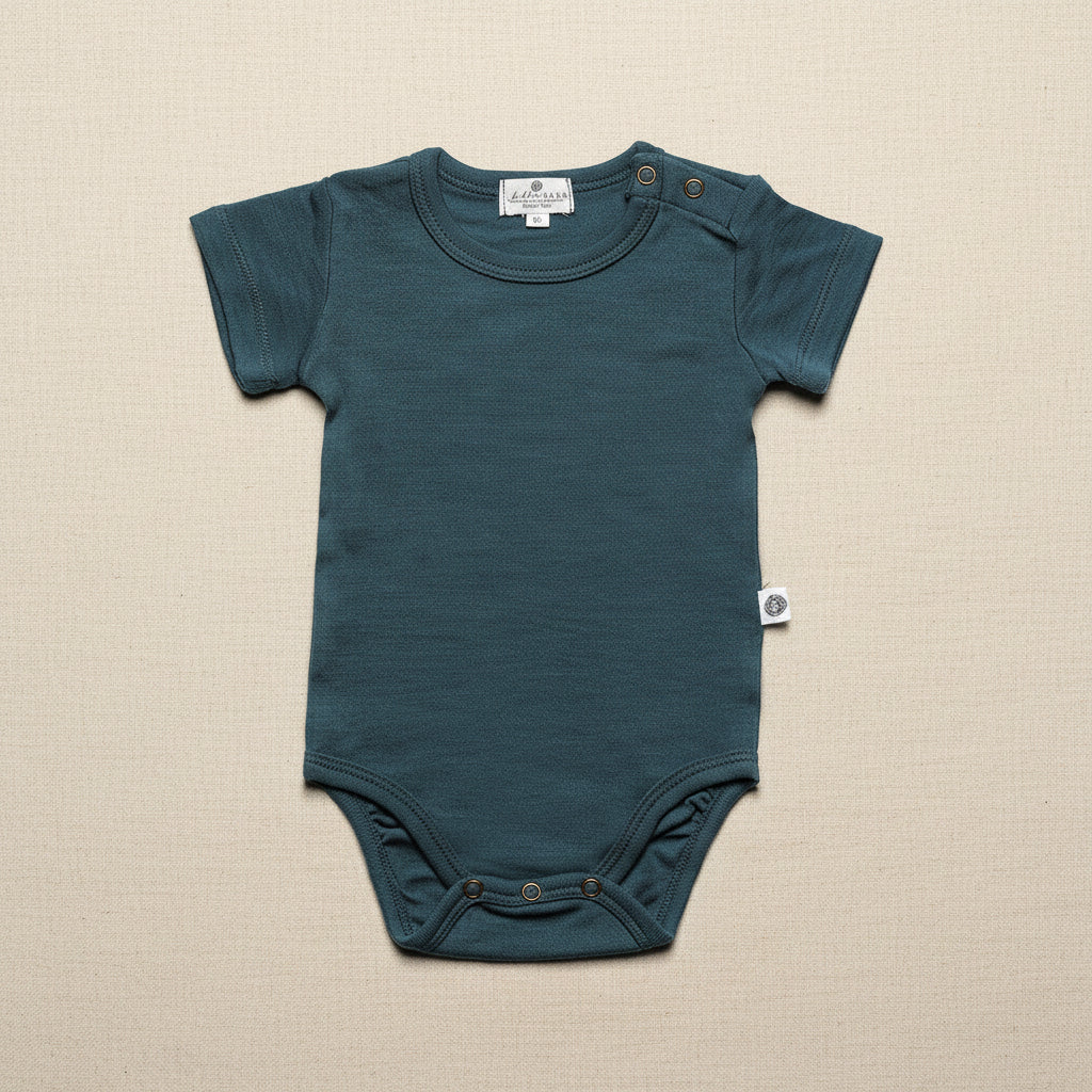 Merino Wool Romper Short Sleeve - Orion Blue