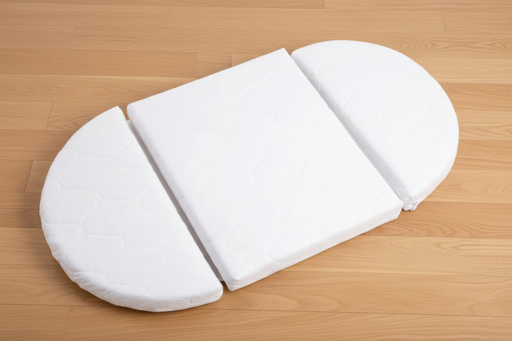 Round Baby Crib OLIN with Mattress - White