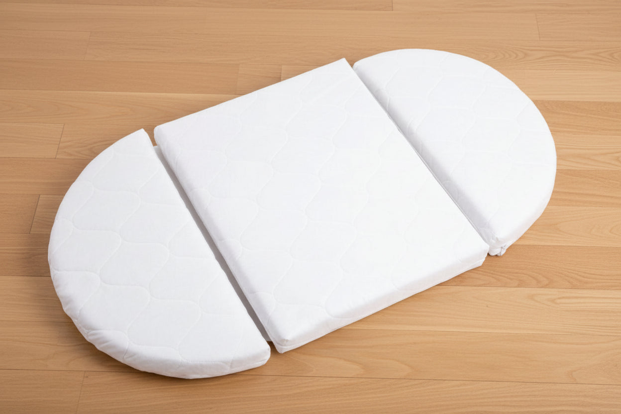 Round Baby Crib OLIN with Mattress - White
