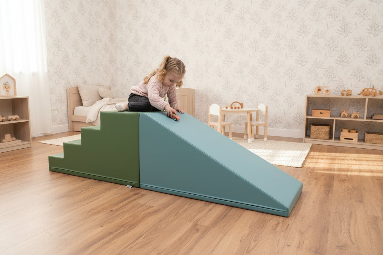 Soft Play Step and Slide Set - Pastel Turquoise