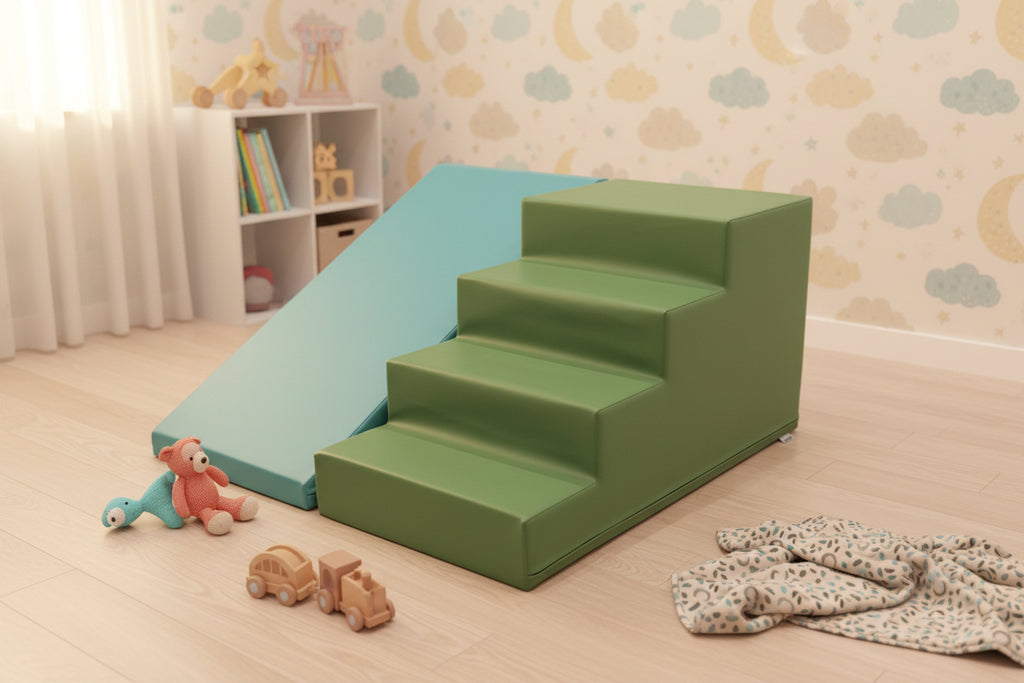 Soft Play Step and Slide Set - Pastel Turquoise