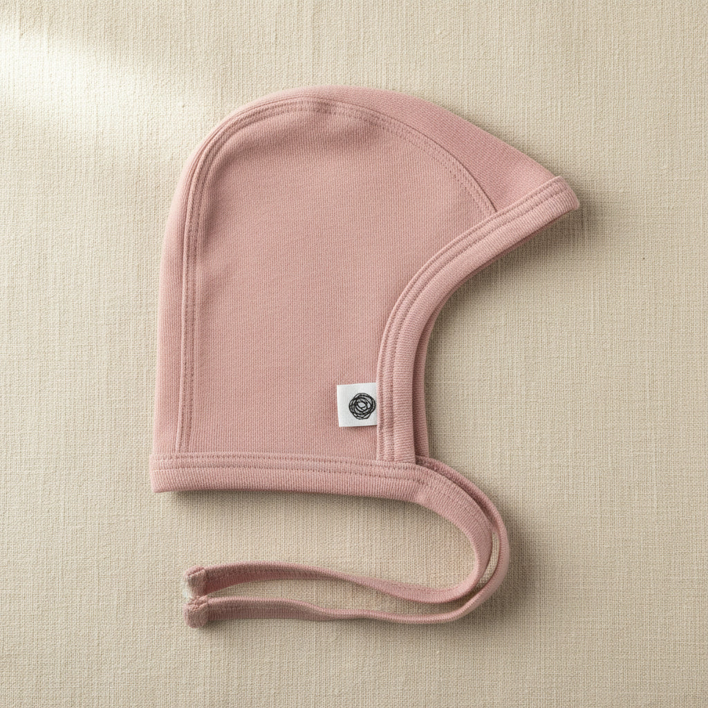 Merino Wool Baby Tie Hat – Misty Rose