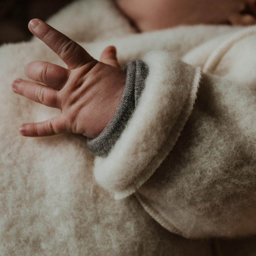 Wollen Baby / Newborn vestje - merinowol fleece - Naturel