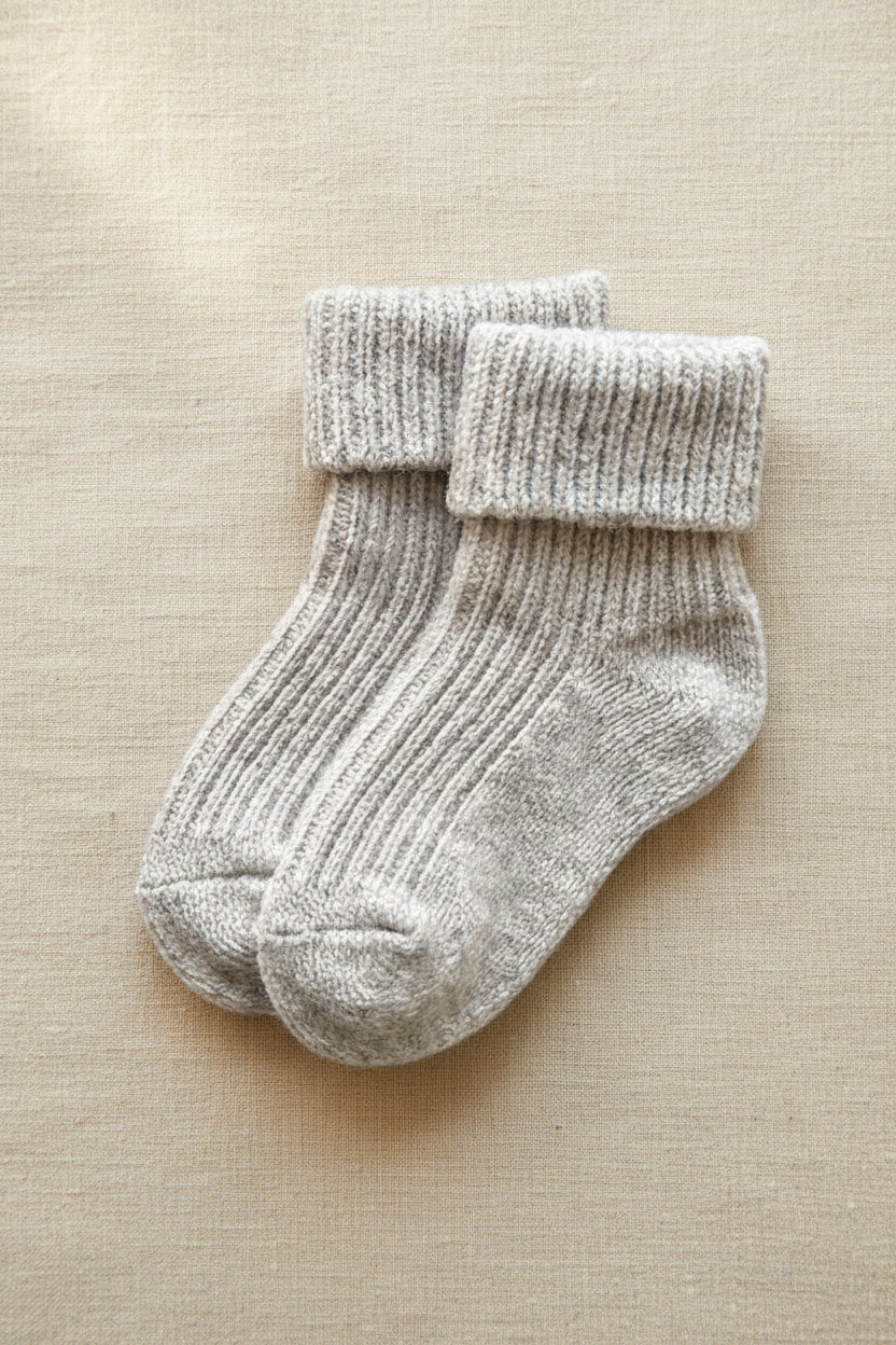 Merino Wool Socks - Beige Gray