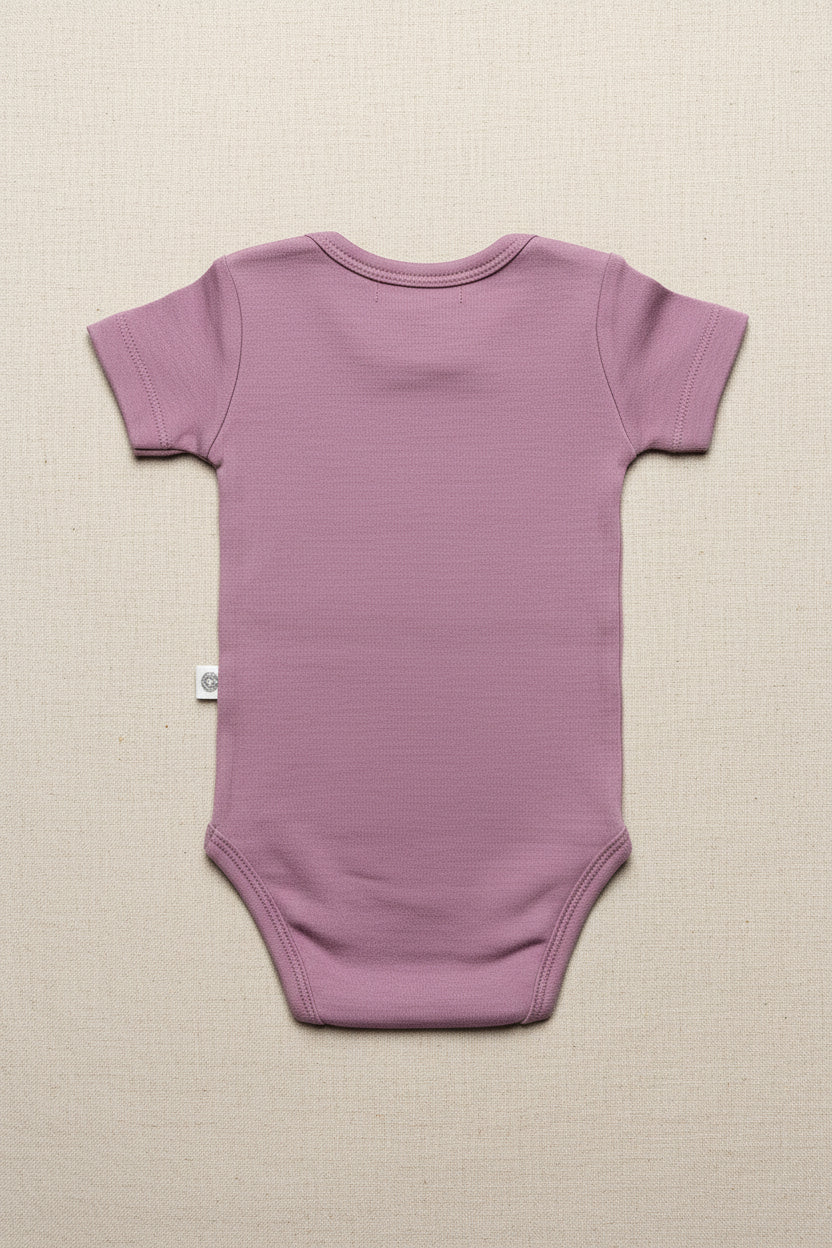 Merino Wool Romper Short Sleeve - Lavender Mist