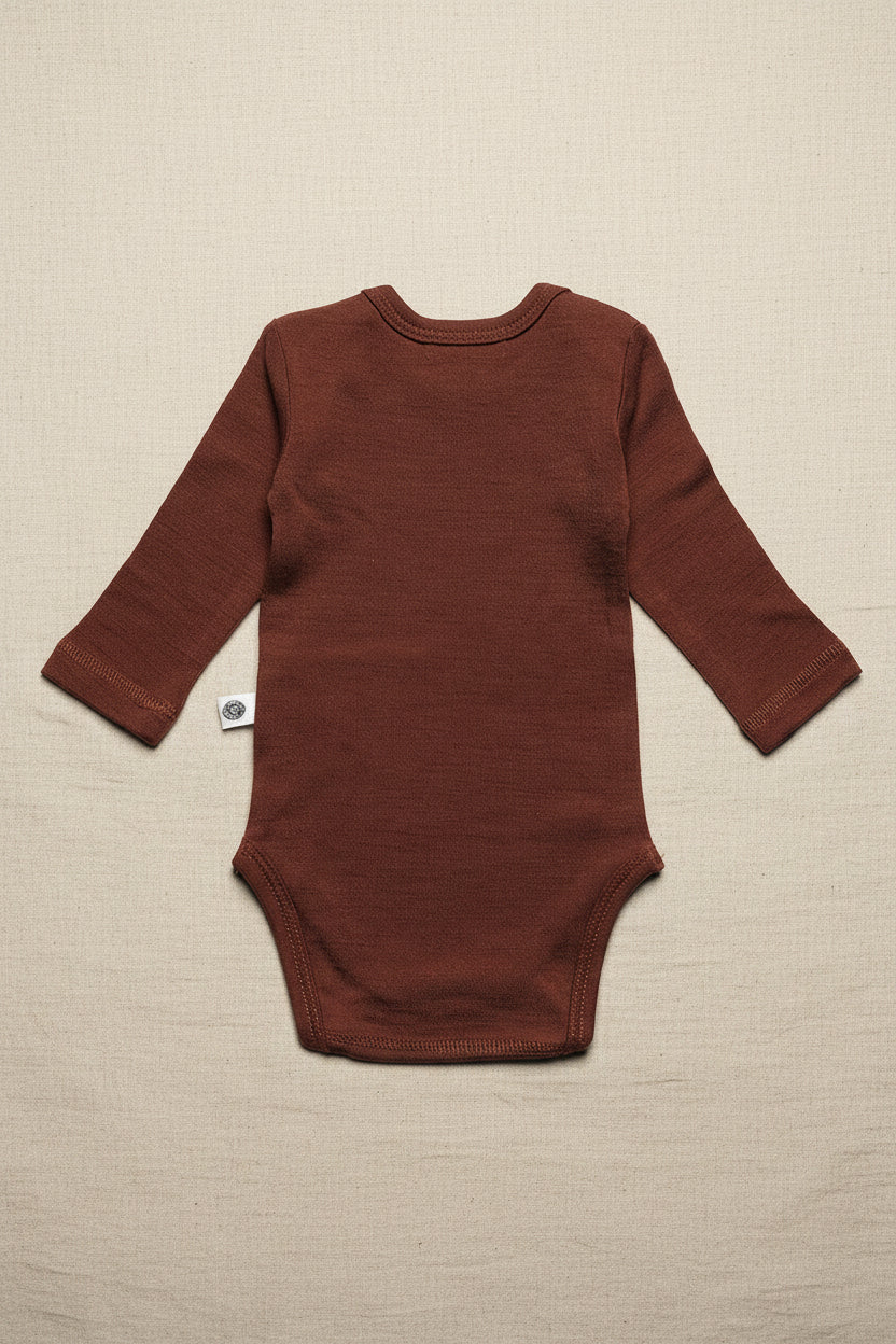 Merino Wool Romper Long Sleeve - Cinnamon
