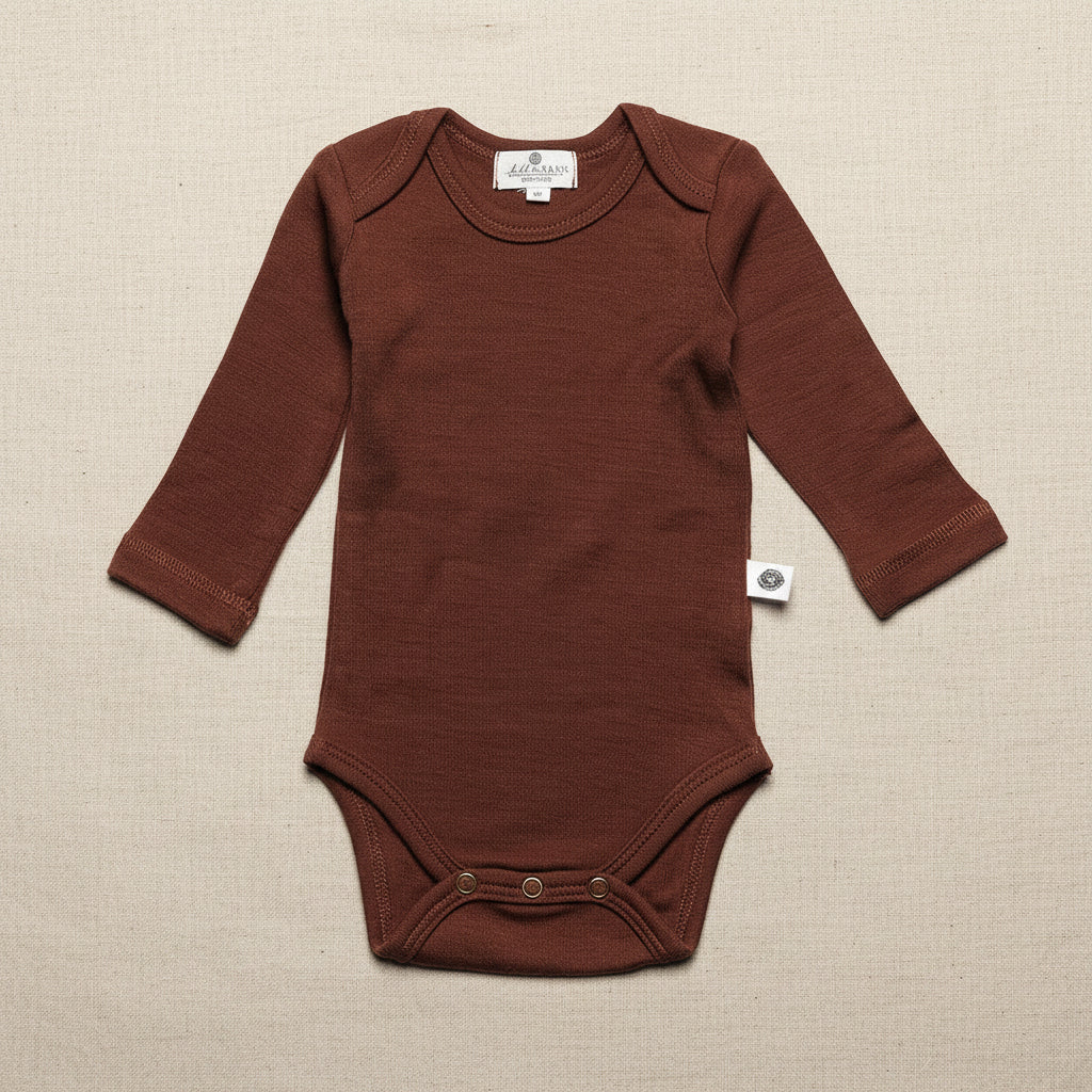 Merino Wool Romper Long Sleeve - Cinnamon