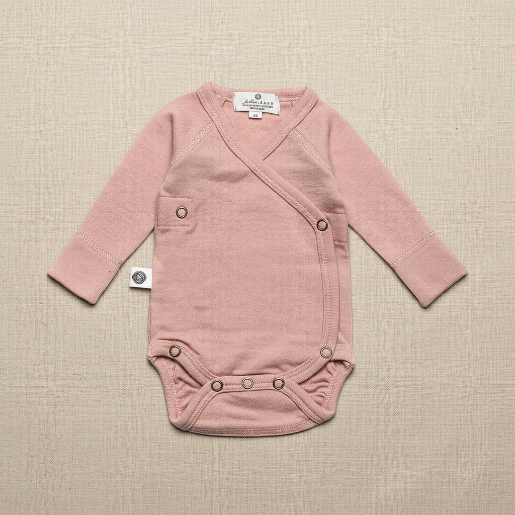 Merino Wool Wrap Romper - Misty Rose