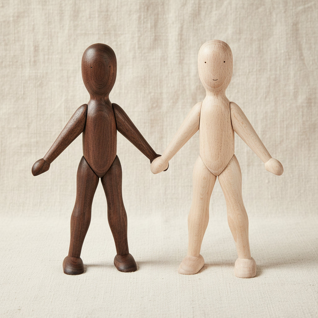 Wooden Walnut Doll with Dress