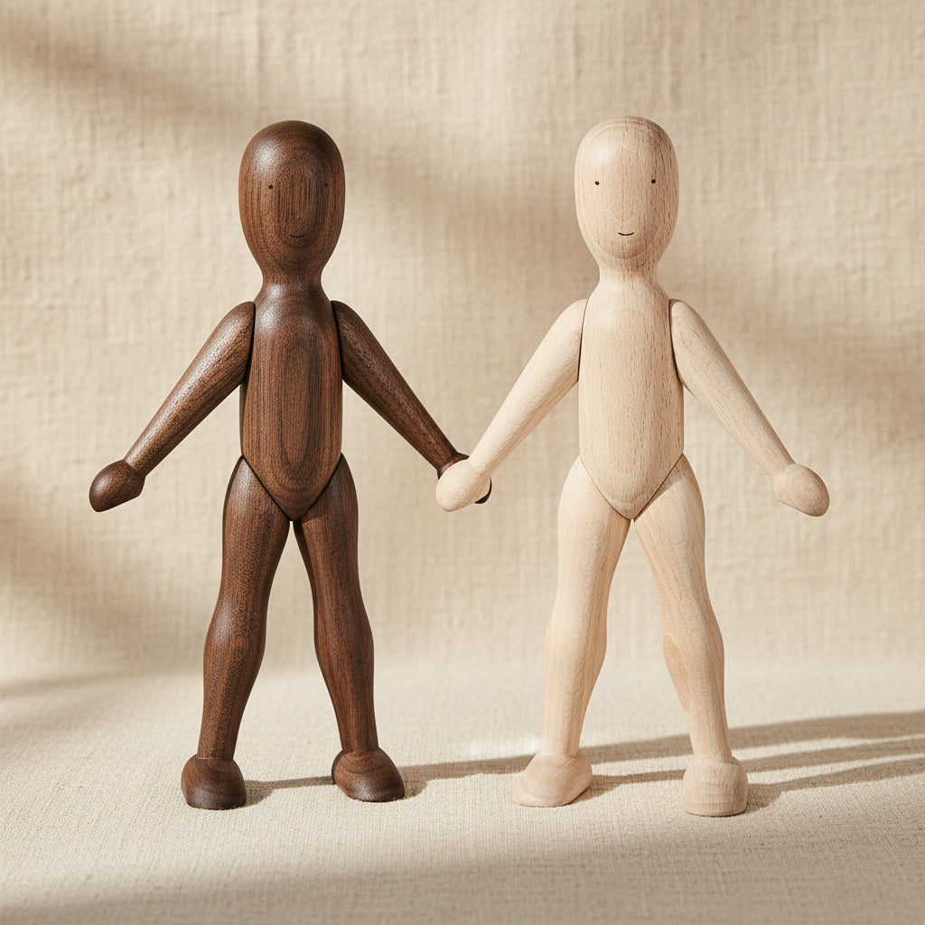 Wooden Walnut Doll with Pants