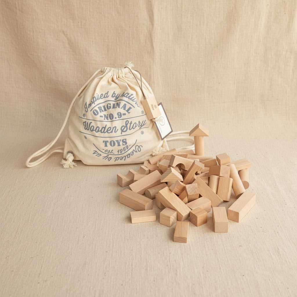 Wooden Blocks in a Bag – Natural, 100 Pieces