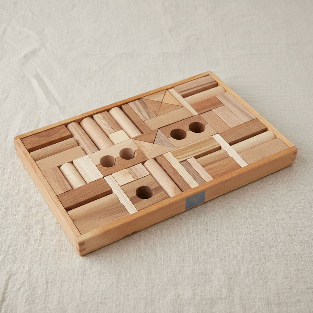 Wooden Blocks in a Box – Natural, 54 Pieces